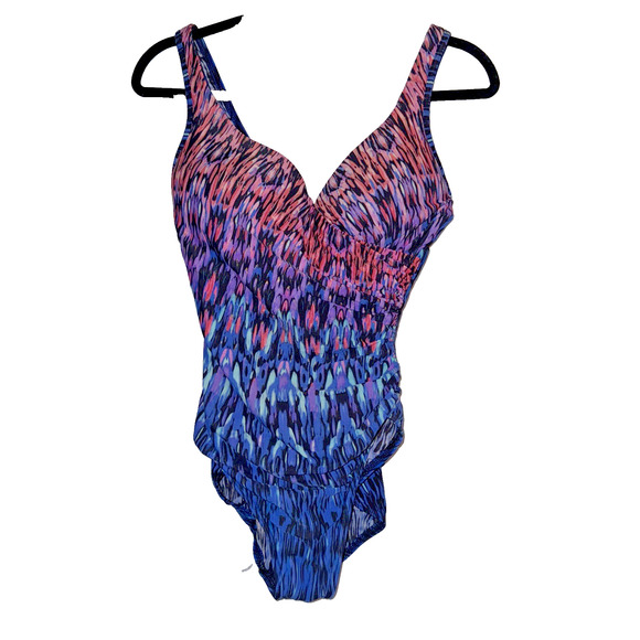 Miraclesuit‎ Vesuvio It's A Wrap Swimsuit Tummy Control V-Neck Underwire - Picture 1 of 12